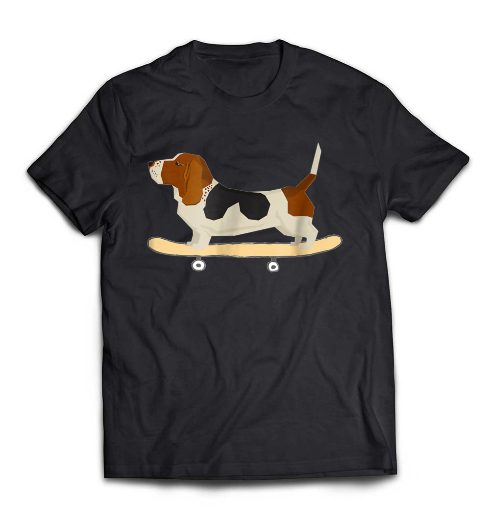 Funny Skateboarding Basset Hound Dog T-Shirt: Celebrate Your Love for Dogs and Fun